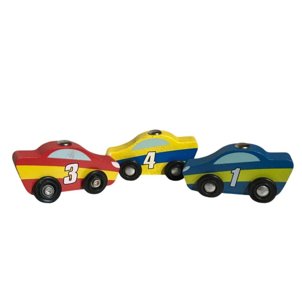 Melissa & Doug Wooden Magnetic Cars #1 #3 #4 Race Car Replacements